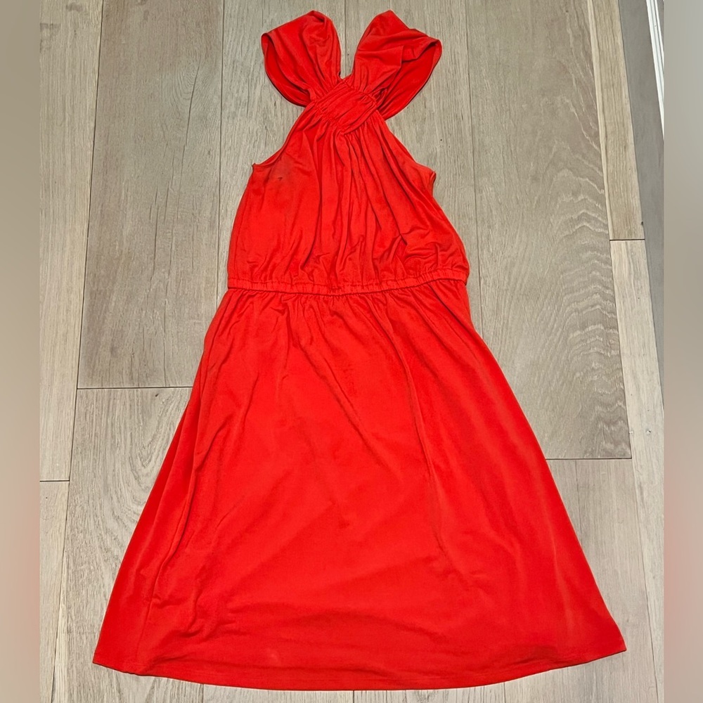 Women’s Red Orange Halter Dress Size M Medium